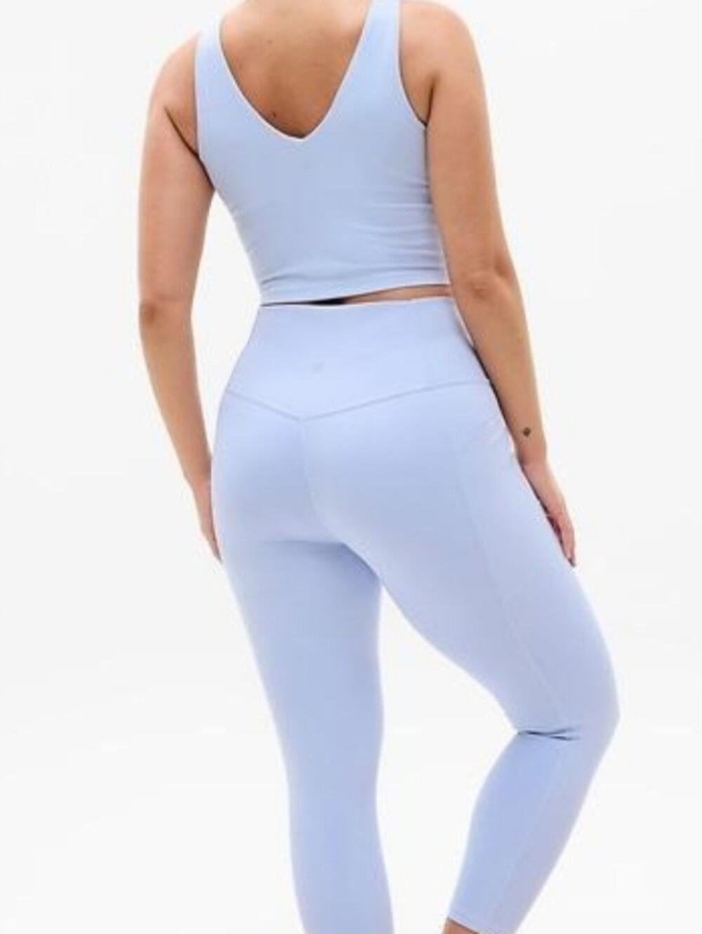 Athleta Gossamer Matching Set M Transcend V-Neck Crop Bra A-C + Tall Leggings
